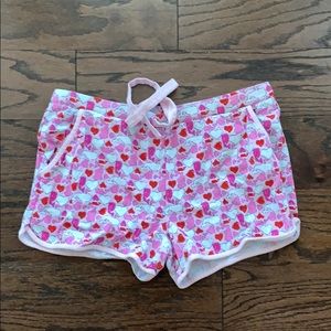 Vineyard Vines pink heart pajama shorts.